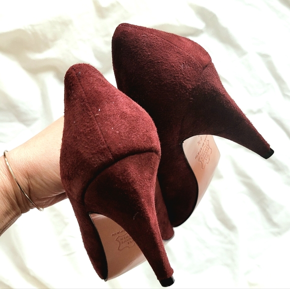 Arnold Churgin Burgundy Suede Heels, All Genuine Leather, Made in Spain - Picture 6 of 12